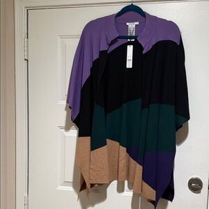 Chico's Purple and Black Colorblock Poncho